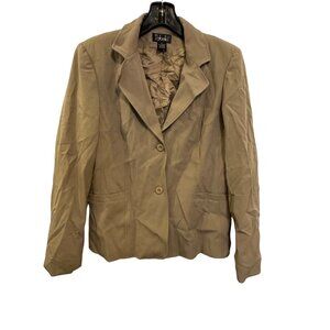 Rafaella Womens Tan Blazer Size 12 Polyester Blend Button Front Classic Fit Offi